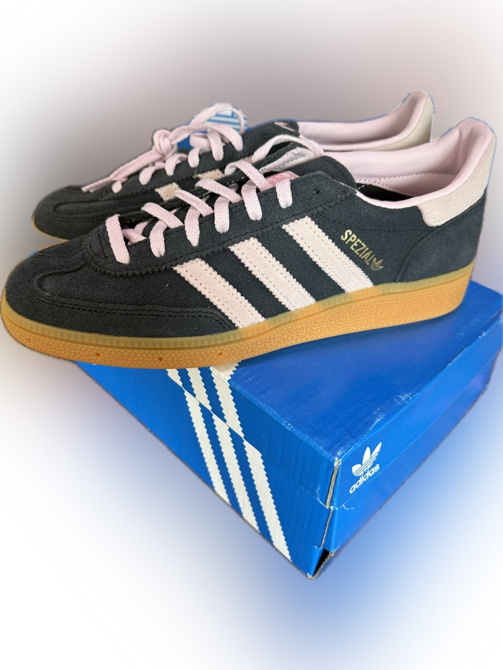 adidas Handball Spezial Black with Pink Accents and Gum Sole